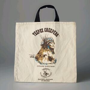 Vintage TeePee Creepers Tote Bag Sheepskin Native American Chief Louisiana Rare
